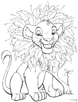 A coloring page of the lion king